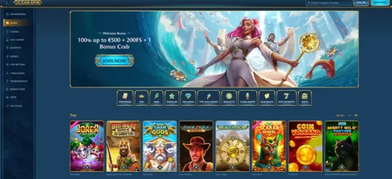 Ocean Spin Casino Bonus 500 Euro und 200 Freispiele